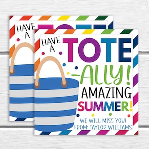Étiquette cadeau Tote Bag, Avoir un tote-tally été incroyable, Thème de plage imprimable modifiable, Étiquette de remerciement de l’enseignant, Fin de l’école, Modèle PTO PTA