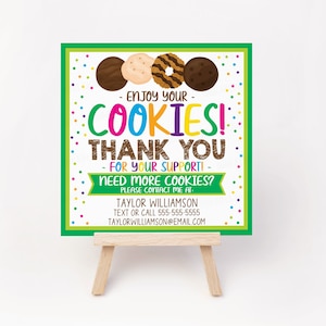 Scout Cookie Danke Tags, bearbeitbare Mädchen Cookie Truppe Stand Hinweis, Stand Verkäufe, Cookie Marketing Tags, druckbare Tags digitaler Download