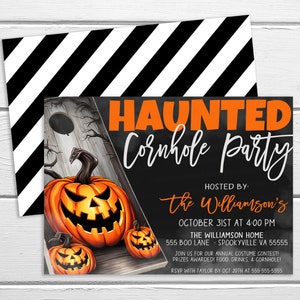 Halloween Cornhole Invitation, Halloween Cornhole Party Invite, Birthday Party, Halloween Cornhole Tournament, Adult Party Digital Printable