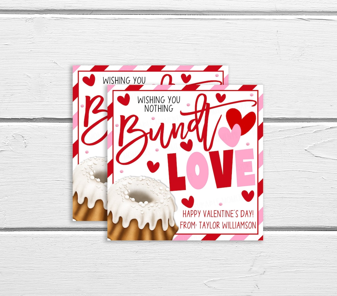 Valentine Bundt Cake Gift Tag, EDITABLE Cake Bundt Gift Tag, Valentine