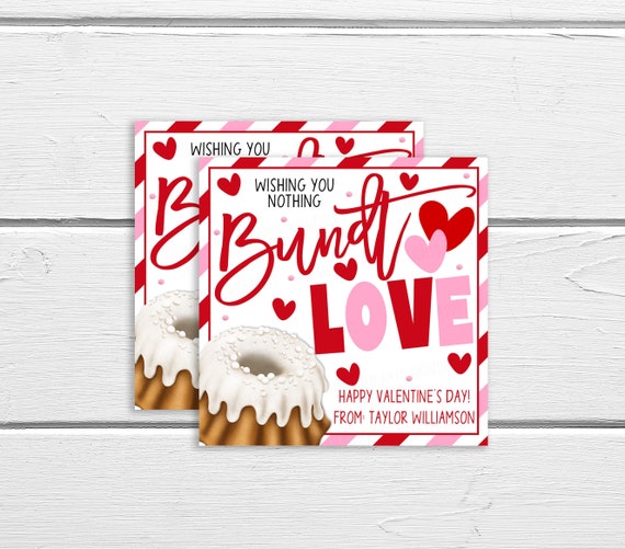 Valentine Bundt Cake Gift Tag, EDITABLE Cake Bundt Gift Tag, Valentine