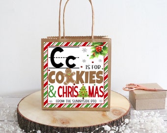 Christmas Teacher Gift Tags, C is for Cookies And Christmas, Teacher Appreciation Thank You Cookie Tag, Preschool Daycare Editable Printable