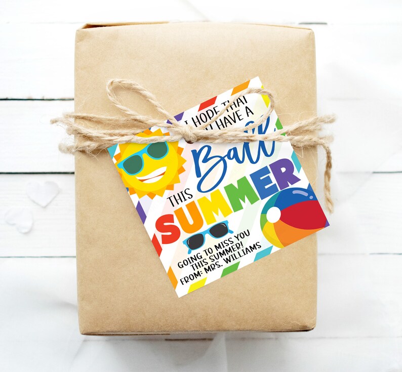 Ball Geschenkanhänger, Sommer Motiv, Schulende, Klassenzimmer Schüler Lehrer Klassenkamerad Volontär Kita Mitarbeiter Strand Ball Squishy Fidget Spielzeug Bild 4