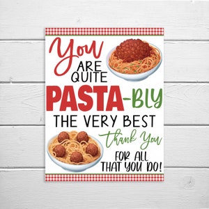 Placa de macarrão, agradecimento para impressão, você é pastável O melhor almoço jantar espaguete Equipe italiana funcionário professor decoração de agradecimento