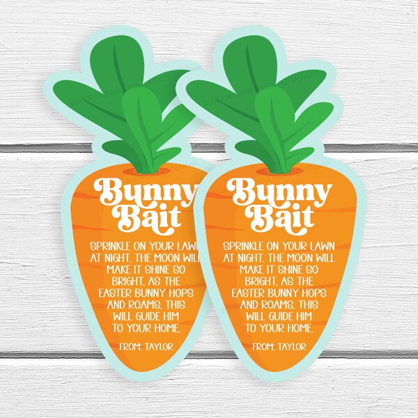 Easter Bunny Bait Gift Tag, Editable Kids Easter Eve Game, Bunny Food, Easter Candy Activity Game Favor, Kids Easter Bunny Game, Printable