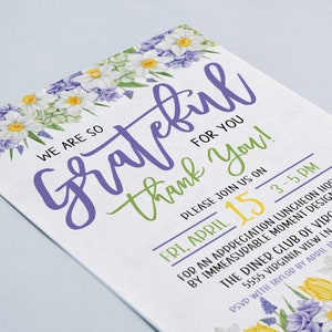 Appreciation Invitation, Grateful For You, Teacher Staff Invitation, Employee Volunteer Boss Client Thank You, Floral Editable Printable image 4