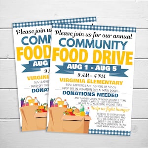 Food Drive Fundraiser Flyer, Editable Printable, Community School Church Company Business Food Drive Flyer, Non-Profit Organization Donation
