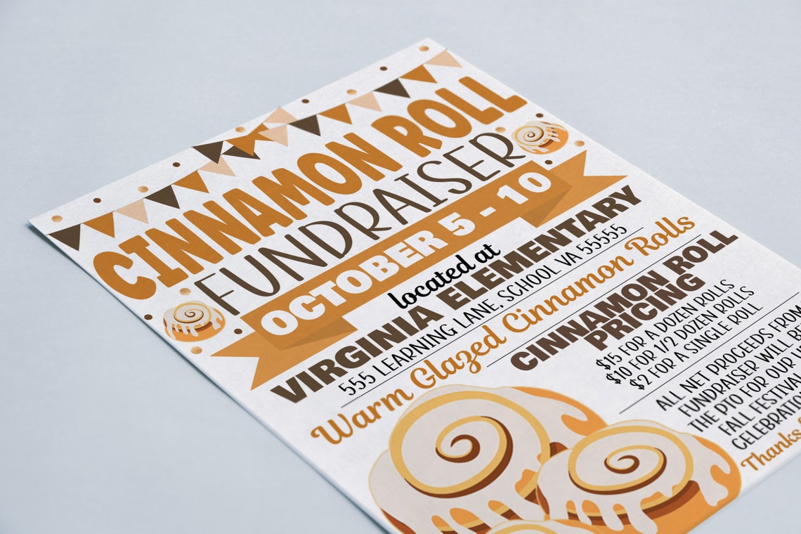 Cinnamon Roll Fundraiser Flyer Cinnamon Buns Editable - Etsy