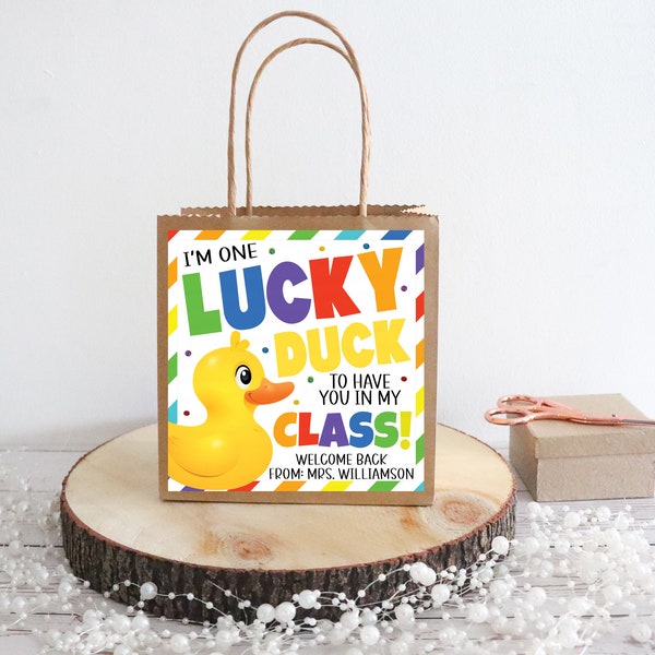 Back To School Rubber Duck Gift Tag, Lucky Duck, Printable Gift For Students Classmates, Preschool Kindergarten Early Start, Editable