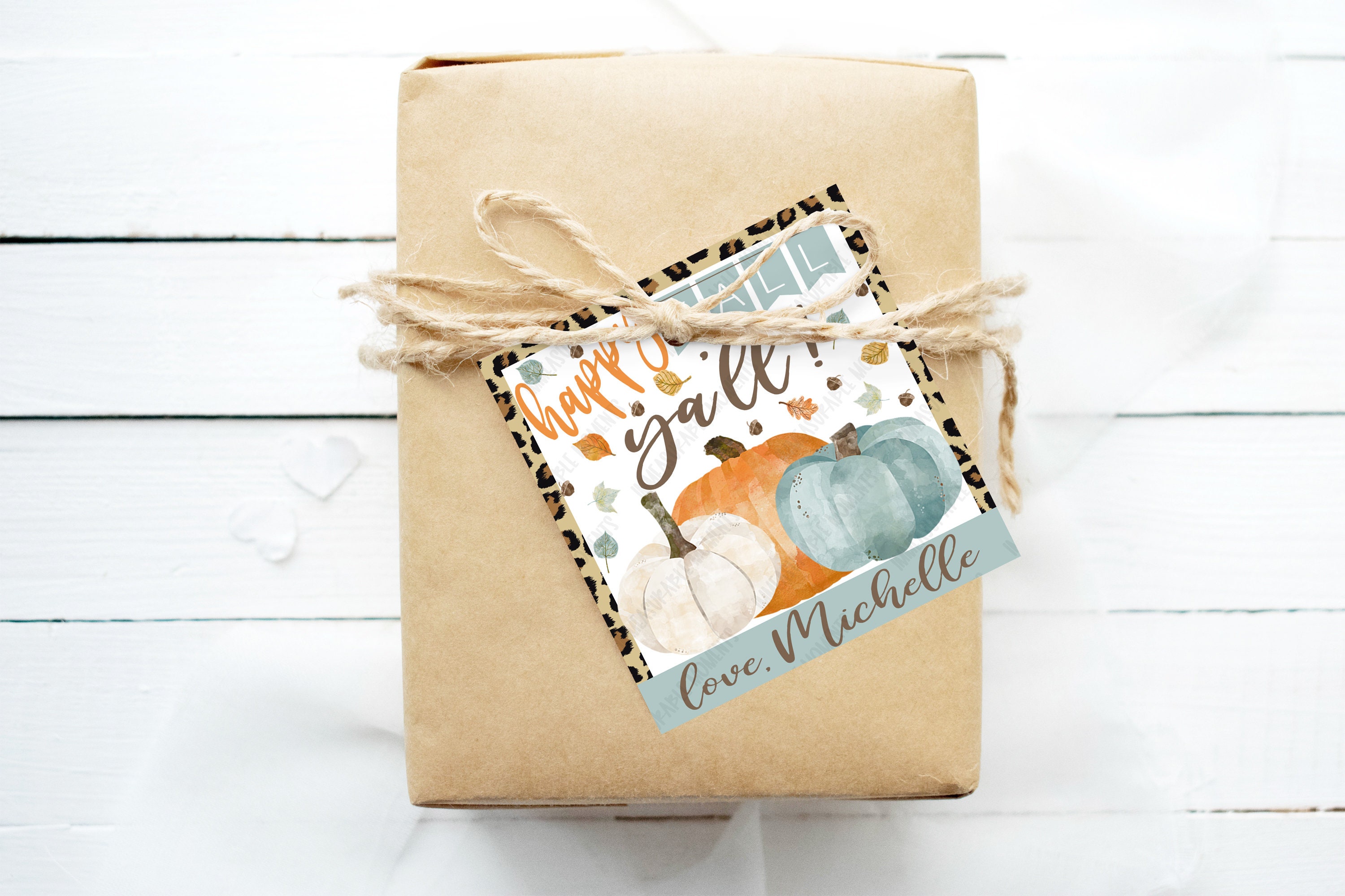 Small Tag Falltemplate EDITABLE Fall Gift Tag, Happy Fall Ya'll Gift Tag, Watercolor Fall Tag ...