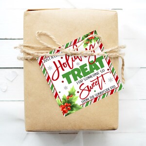 Vakantie traktatie cadeaukaartjes, kersttraktatie voor iemand zoet, chocolade snoep traktatie, schoolleraar student medewerker personeel vrijwilliger afdrukbaar