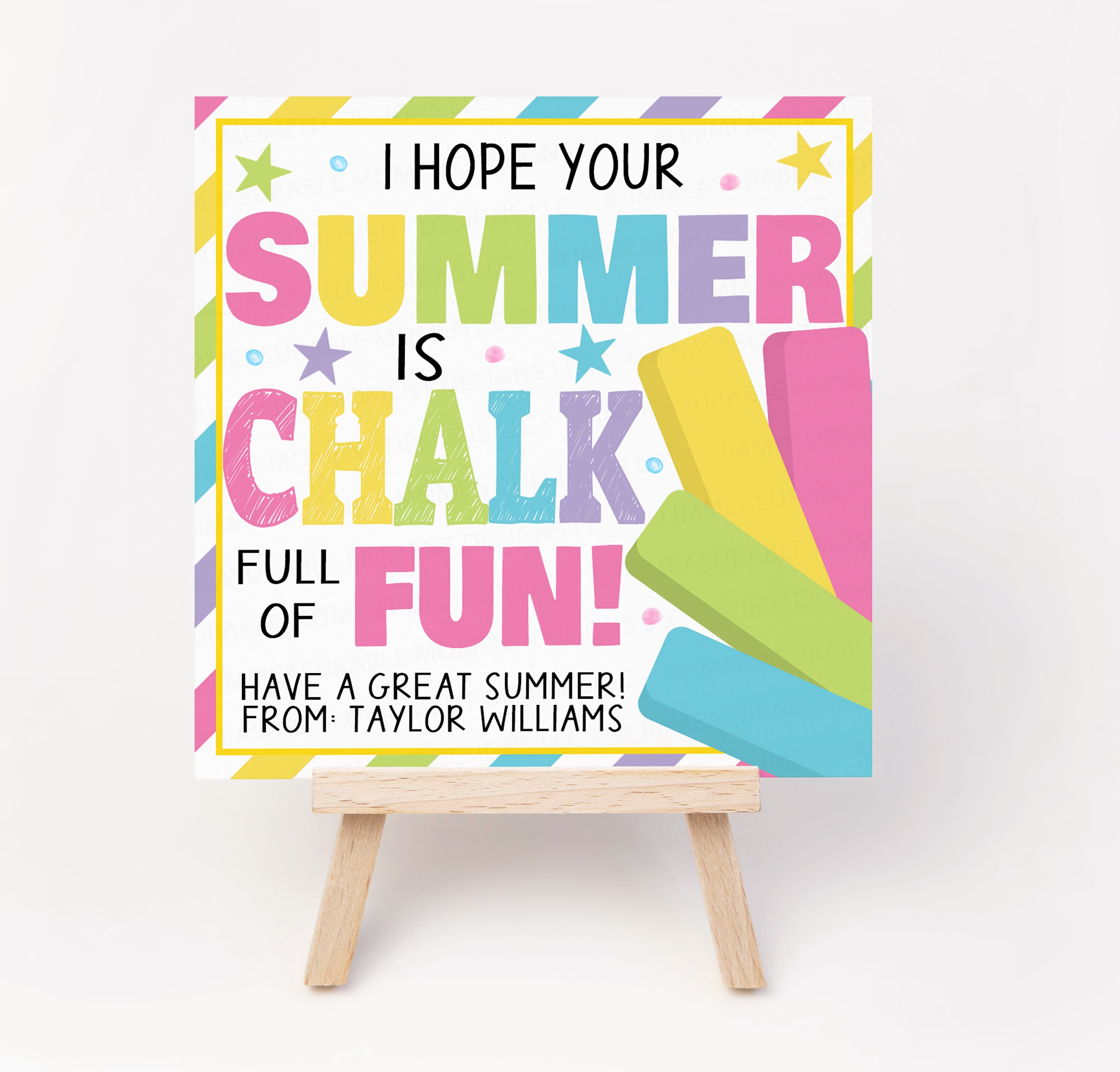 Chalk Gift Tags, Summer is Chalk Full of Fun, End of School Year Gift ...
