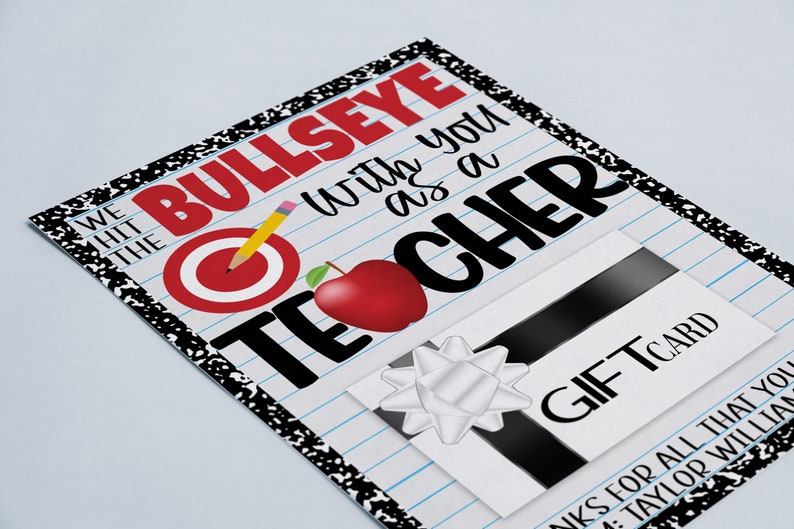 Teacher Gift Card Holder Target Hit the Bullseye With You as Etsy