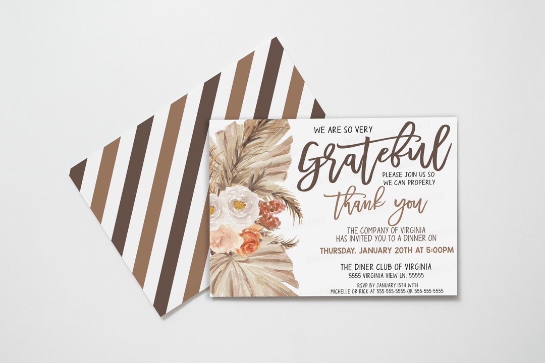 Appreciation Dinner Lunch Invitation, Editable Grateful Staff Employee
