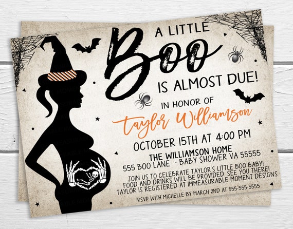 Halloween A Little Boo Is Almost Due Baby Shower Invitation, Fall Halloween Gender Revel Invite, Editable Printable, Monster Baby Brewing Il_570xn