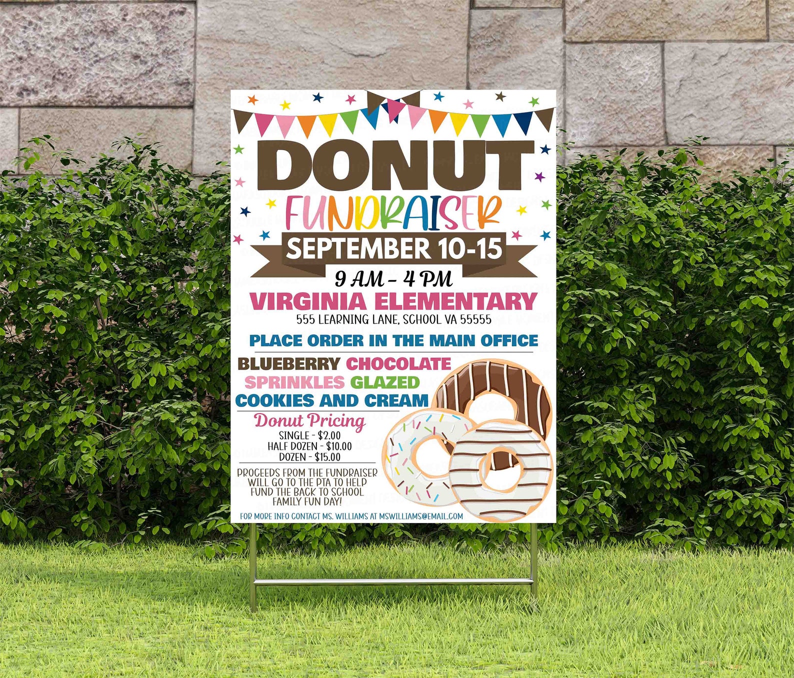 Donut Fundraiser Flyer Bake Sale Fundraising Invitation Etsy