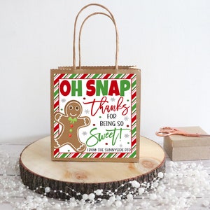 Gingerbread Cookie Gift Tags, Holiday Gingerbread Man Gift Tag, Gingerbread Cookie Mix, Teacher Staff Employee Volunteer, Printable Editable