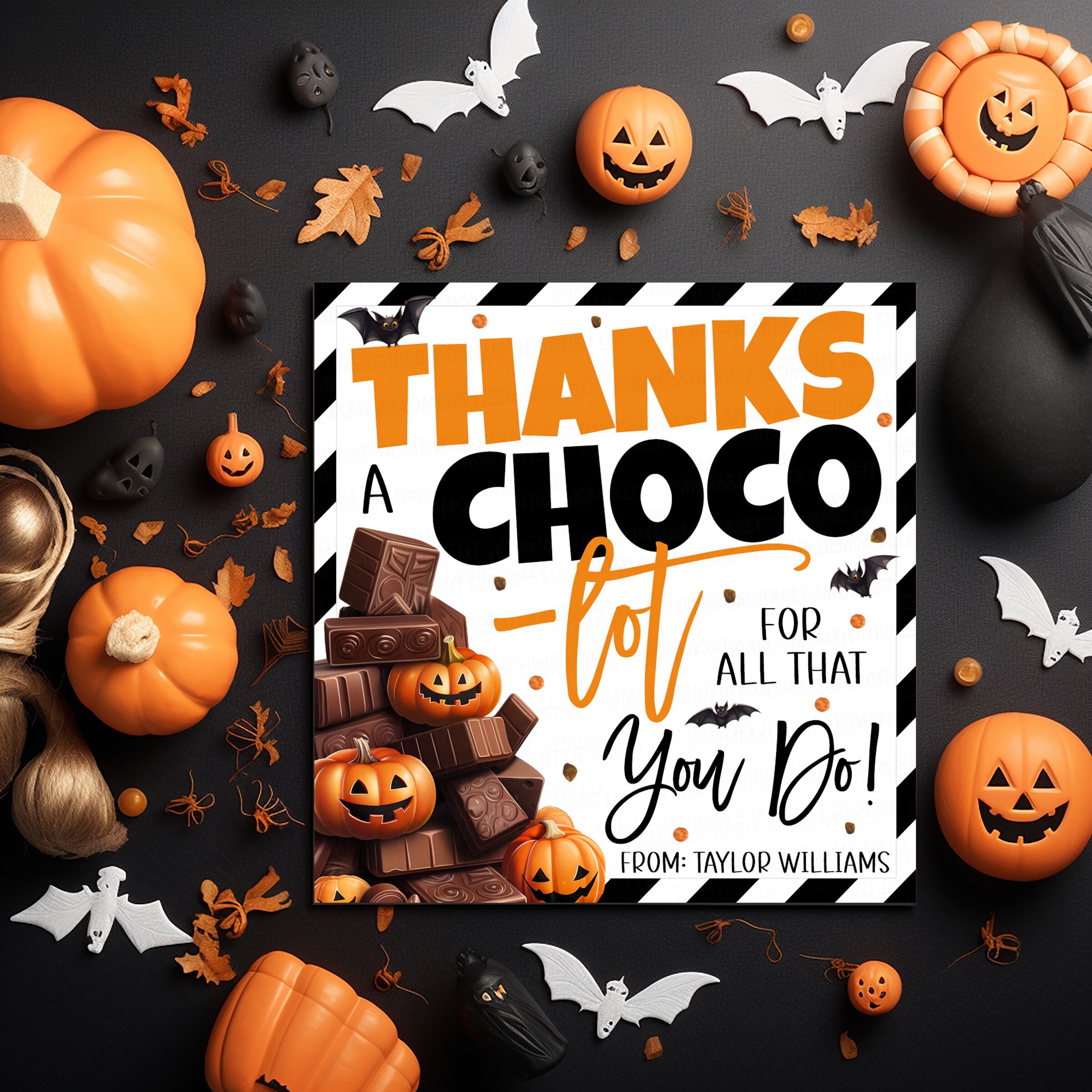 Halloween Appreciation Chocolate Gift Tag, Thanks A Choco-lot, Thank ...