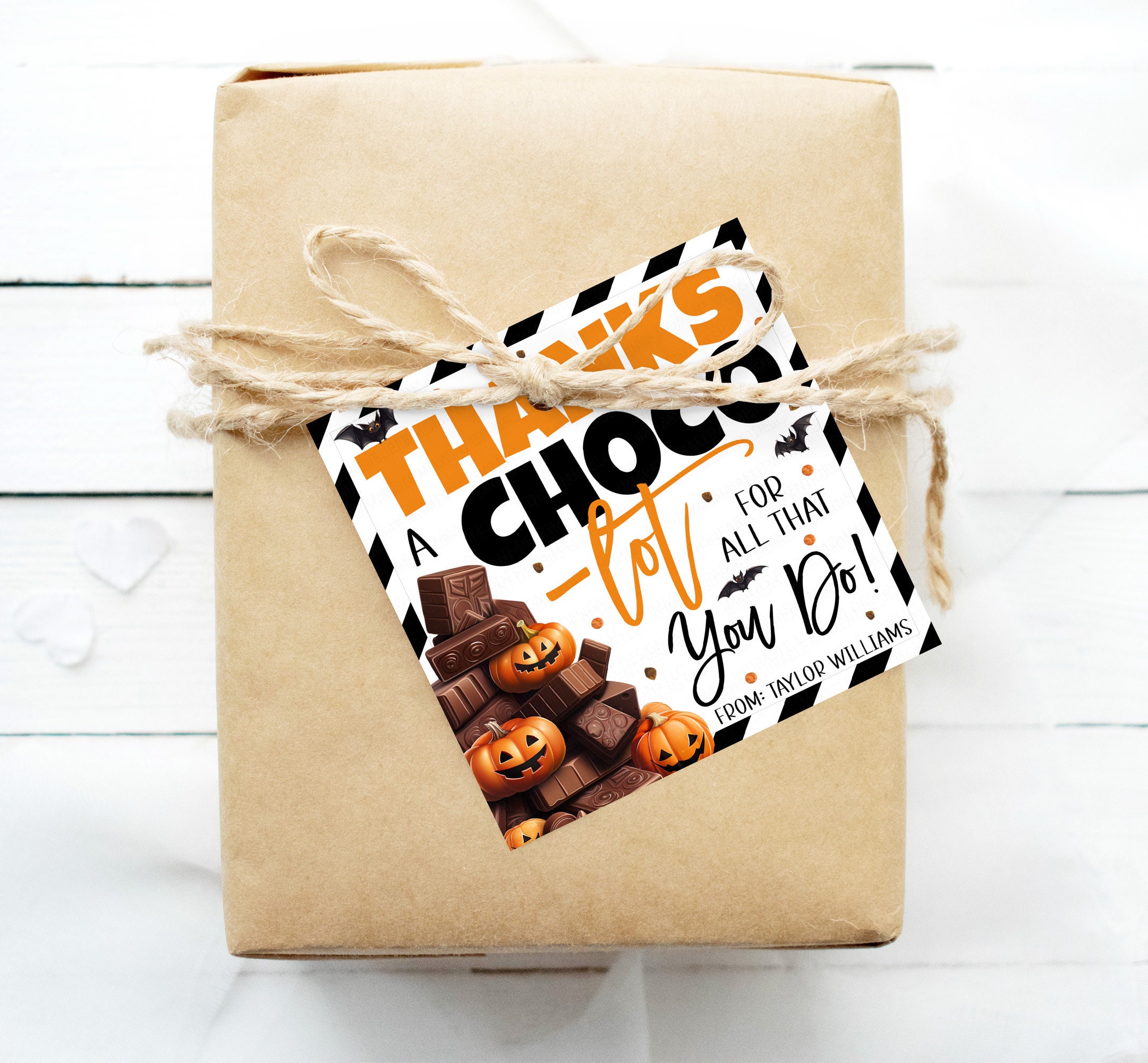 Halloween Appreciation Chocolate Gift Tag, Thanks A Choco-lot, Thank ...