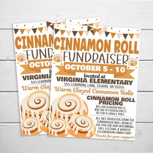 Cinnamon Roll Fundraiser Flyer, Cinnamon Buns Editable Printable School Church PTA PTO Event, Sports Team League Charity Digital Invite