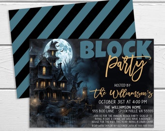 Halloween Block Party Invitation, Halloween Neighborhood Party Invite, Halloween BBQ Street Party, Community Neighbors Kids Editable Digital