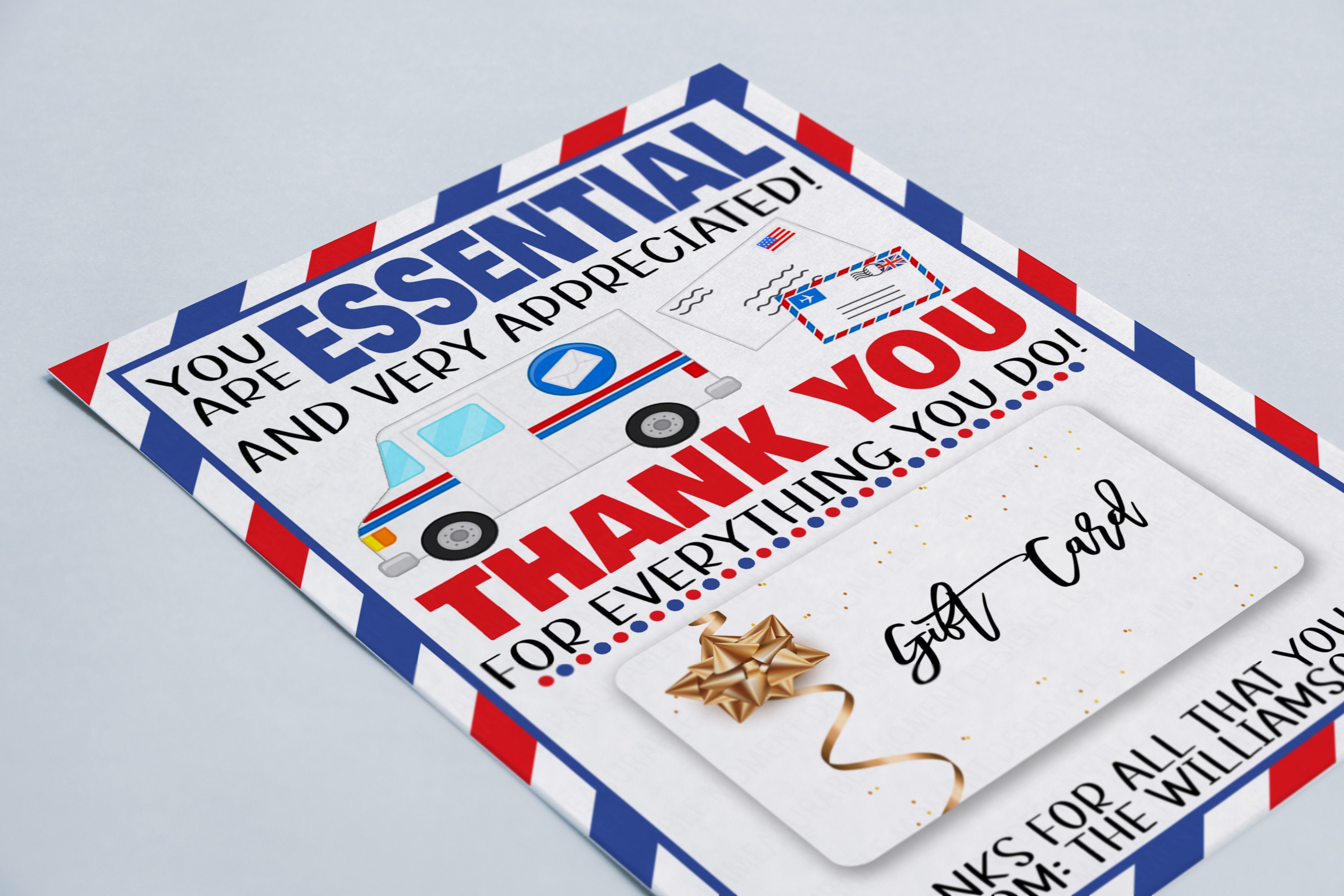 Mailman Essentials Postal Worker Gift Card Holder, Thank You Mailman Essential Worker ...
