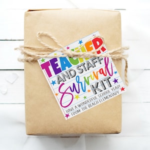 Teacher and Staff Survival Kit Gift Tag, Printable Back to School Gift Bag Tag, PTO PTA, Thank You Appreciation Ideas, Gift For Teachers
