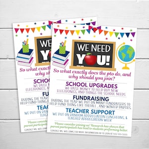 PTO PTA Flyer, bearbeitbares druckbares Informationsformular, wussten Sie, dass das Pto Pta das Handout Schule Fundraiser Event Volunteer Vorlage tut?