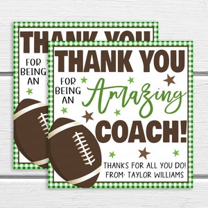 Soccer Coach Gift Tags, Thank You For Being An Amazing Coach, Sports Ball Coach Thank You Label, DIY Editable Printable, Soccer Team