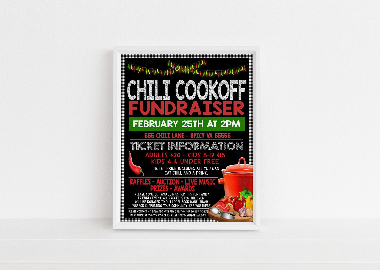 Chili Cookoff Fundraiser Flyer Editable Chili Cookoff Church Etsy