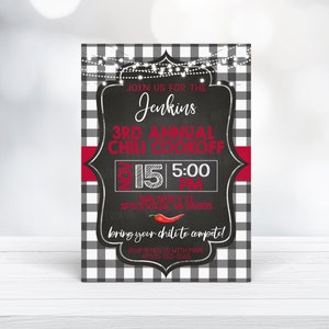 EDITABLE Chili Cookoff Invitation Card, Cook-off Party Event Flyer, Chili Competition, Customizable