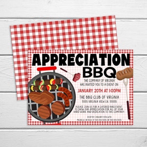 Appreciation BBQ Invitation, Editable Lunch Dinner Staff Employee Office Business Work Invitation, Client Appreciation Event