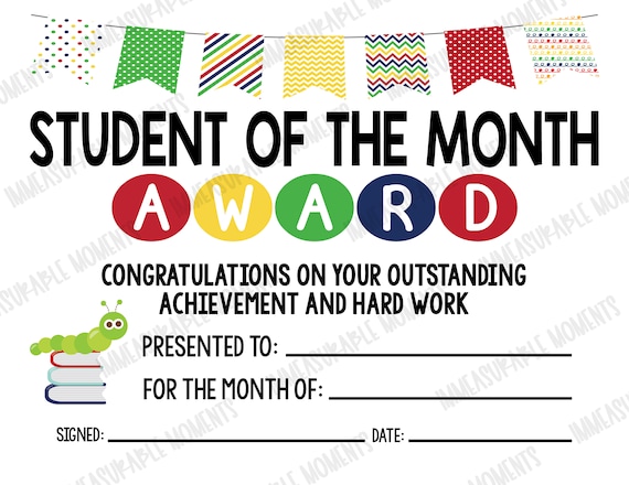 Free Printable Student Of The Month Certificate Templates