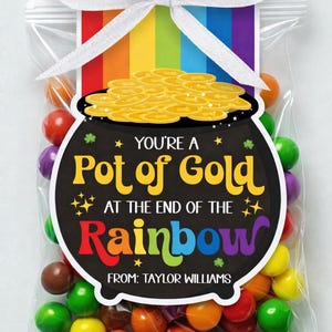 St Patrick's Day Gift Tags, St Patty Candy Tag, Pot Of Gold At The End Of The Rainbow Gift Tag, Teacher Classroom School Student Kids