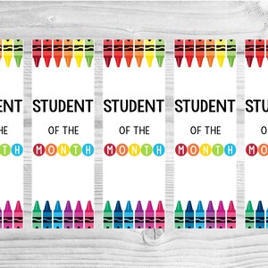 Student of the Month Crayon Bookmarks. Printable Digital Download - Etsy