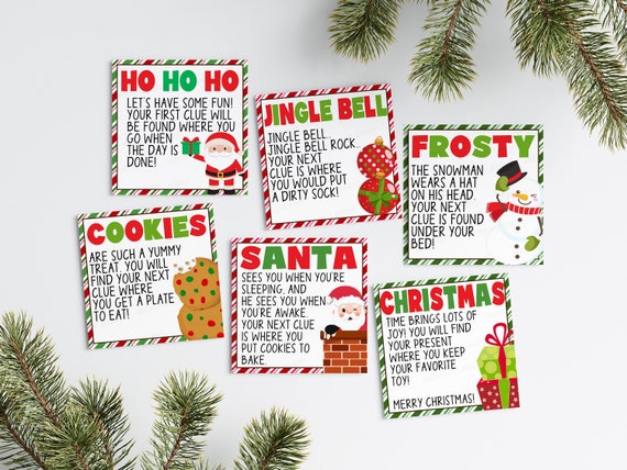 Christmas Scavenger Hunt Clues, Christmas Treasure Hunt, Christmas Hunt Game, Christmas Gift Present Hunt, Instant Download Il_570xn