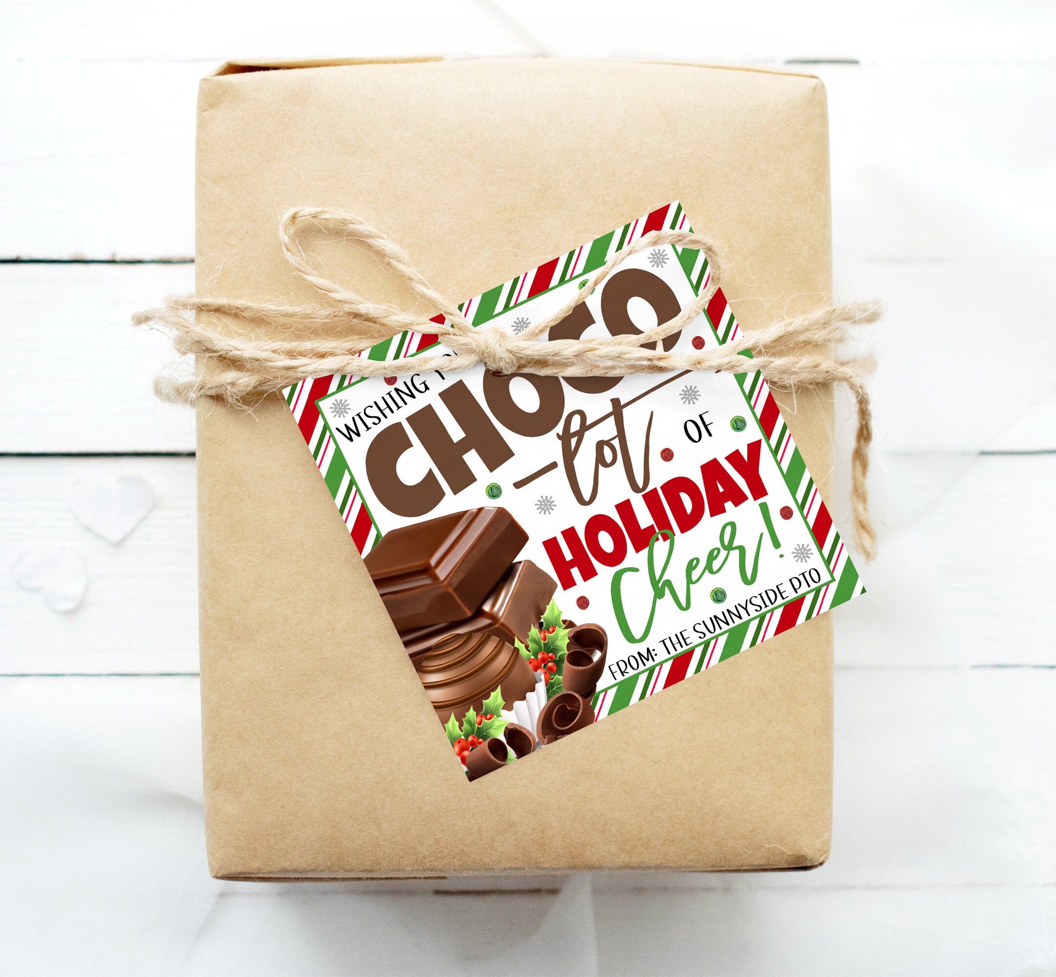 Christmas Chocolate Candy Gift Tag, Choco-lot Of Holiday Cheer,  Employee Staff Volunteer Appreciation, Teacher School PTO PTA, Printable