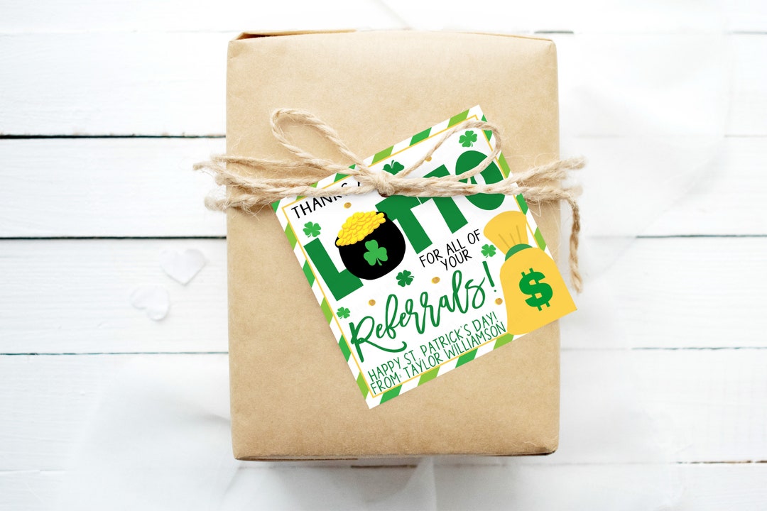 St Patrick's Day Pop-by Lottery Gift Tags, Thanks A Lotto for All of ...