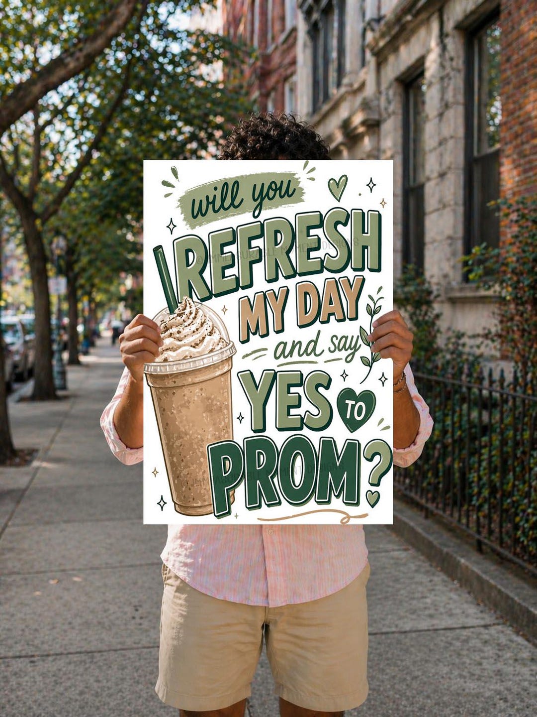 Prom Drinks Frappe Promposal Sign, Coffee Drink Refresh Prom Poster, Espresso Drink ...