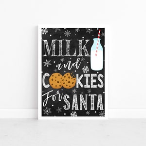 Milk And Cookies Sign For Santa, Santa Cookies Sign, Milk And Cookies Printable Sign, Christmas Santa Sign, Instant Download image 2