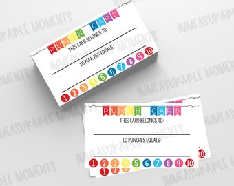 Reward Punch Card, Behavior Card, Chore Chart Punch Card, Reward Card, Children's Punch Card, Teacher Staff Classroom