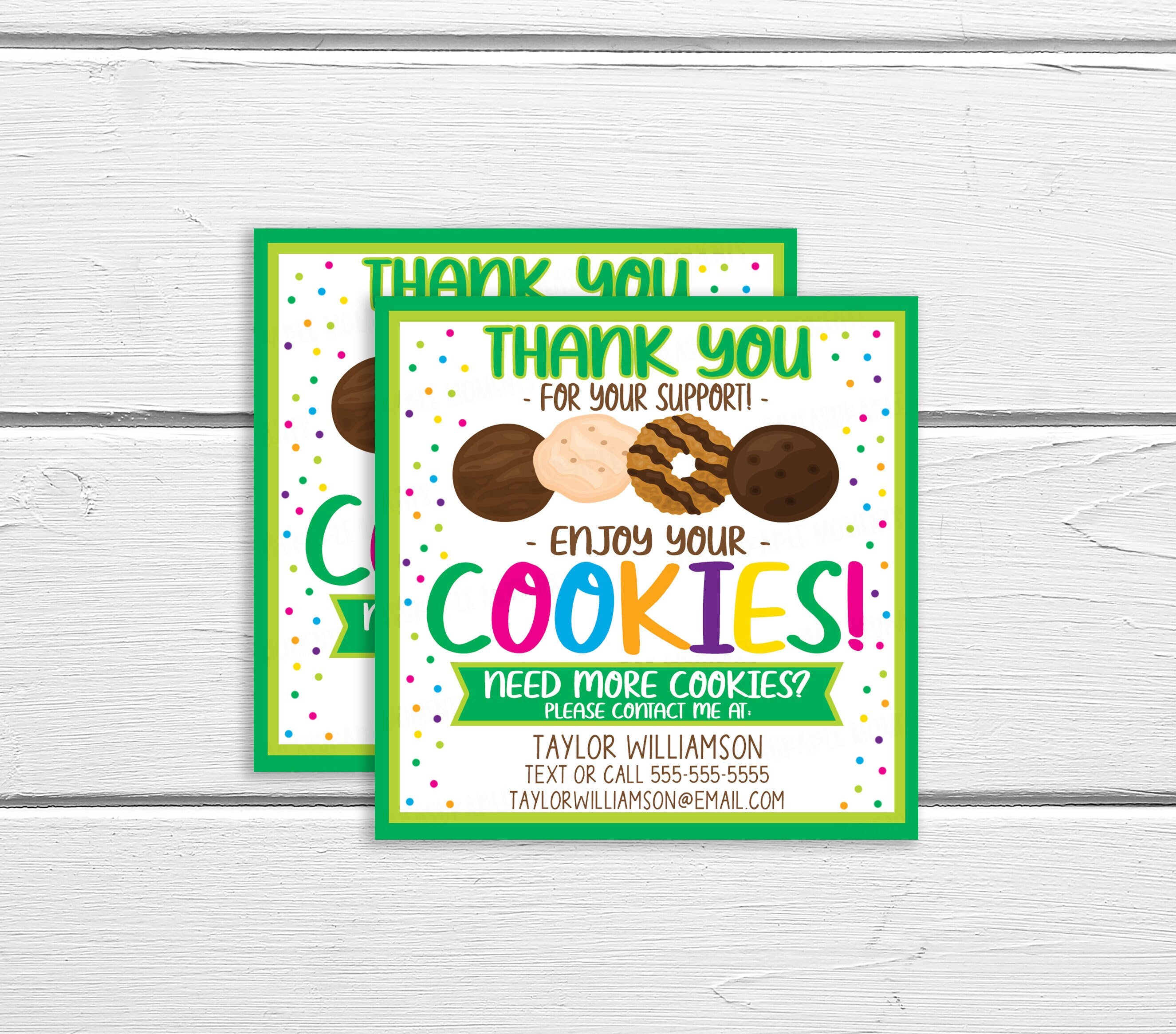 Scout Cookie Thank You Tags Editable Girl Cookie Troop Booth - Etsy