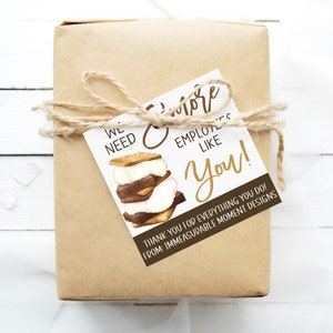 S'more Employee Appreciation Gift Tag, We hebben S'more werknemers zoals jij nodig, waardering van het personeel, bedankje, DIY bewerkbare sjabloon