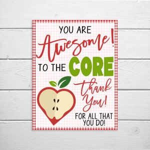 Teacher Apple Sign, You Are Awesome To The Core, Teacher Appreciation Week, School Staff Administration PTA PTA Thank You, Decor Decorations