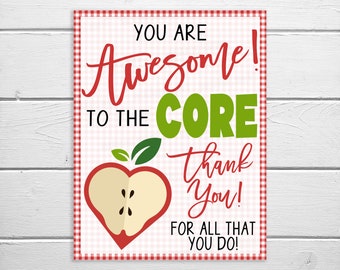 Teacher Apple Sign, You Are Awesome To The Core, Teacher Appreciation Week, School Staff Administration PTA PTA Thank You, Decor Decorations