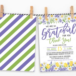 Appreciation Invitation, Grateful For You, Teacher Staff Invitation, Employee Volunteer Boss Client Thank You, Floral Editable Printable image 3