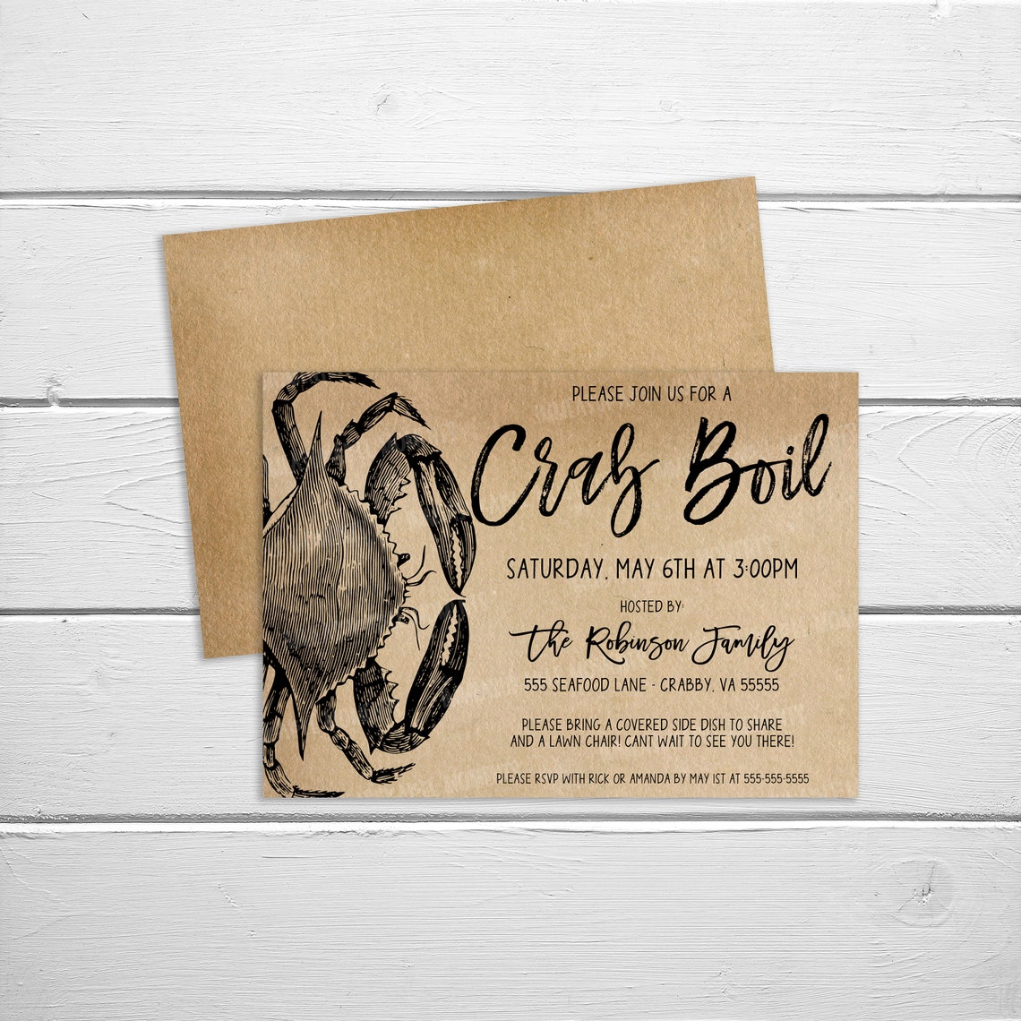 Crab Boil Invitation Editable Seafood Crab Crawfish Boil Any Etsy