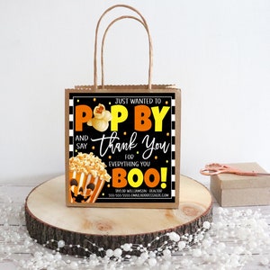 Halloween Popcorn Appreciation Gift Tags, Pop by to Say Thank You for ...