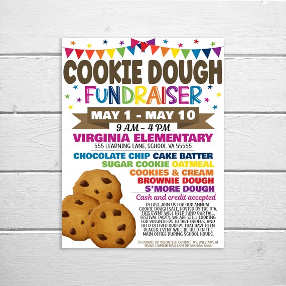 Cookie Dough Fundraiser Flyer, Printable Editable, Church Company