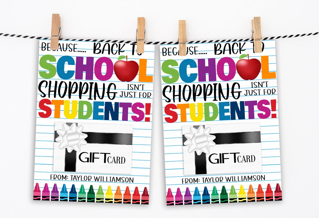 Back to School Teacher Staff Gift Card Holder, Printable School